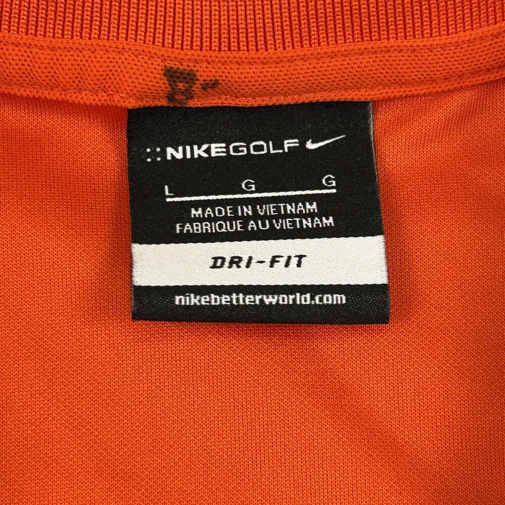 Nike Golf Polo Shirt Mens Large Dri-Fit Orange Short Sleeve Moisture Wicking